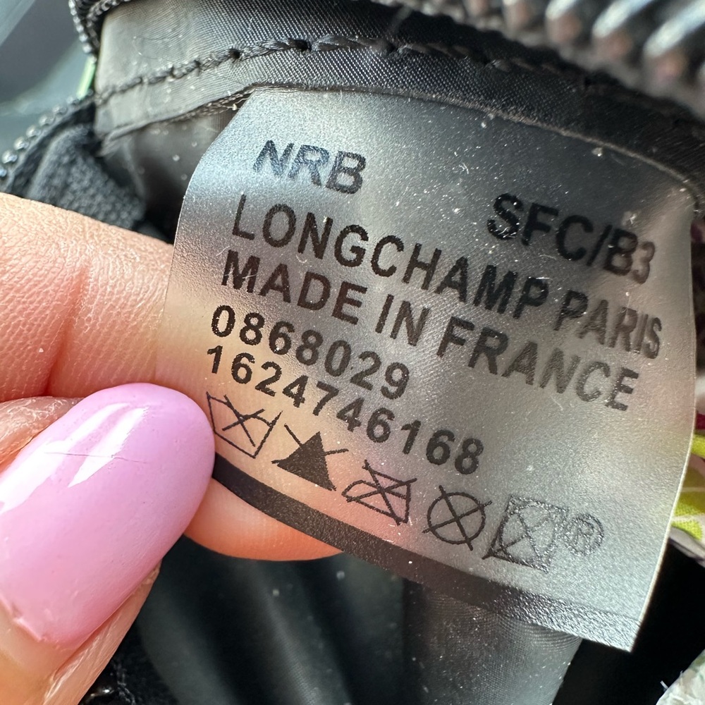 RARE Longchamp Black Crossbody Bag with Green Accents - Picture 3 of 4